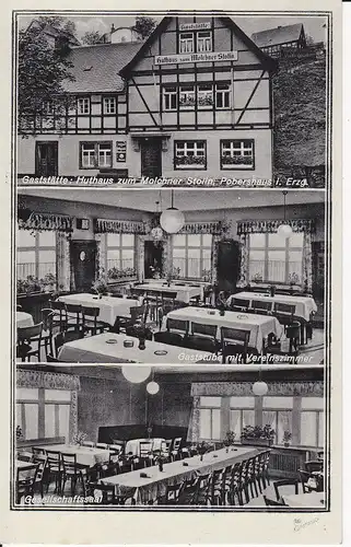 Ansichtskarte Pobershau Gaststätte Huthaus Molchner Stolln Gaststube Saal ca. 1940