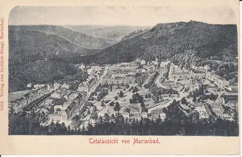 Ansichtskarte Marienbad /  Mariánské Lázně Totalansicht Zeichnung ca. 1910