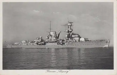 Ansichtskarte Kriegsschiff Kreuzer Leipzig Kriegsmarine WKII