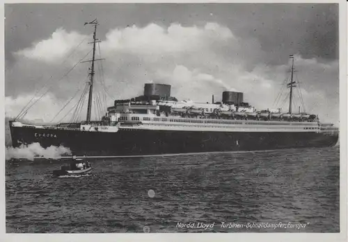 Ansichtskarte Passagierschiff Dampfer Europa / Norddt. Lloyd / ca. 1930