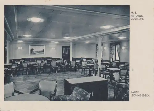 Ansichtskarte Kreuzfahrtschiff MS Wilhelm Gustloff Laube Sonnendeck ca. 1938