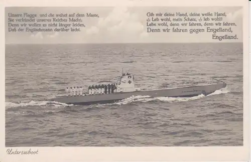 Ansichtskarte Unterseeboot mit Matrosen Parade Kriegsmarine Matrosenlied