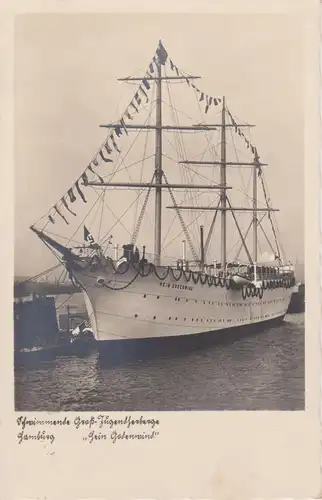 Ansichtskarte Hamburg Segelschiff Jugendherberge "Hein Godenwind" Foto 1936