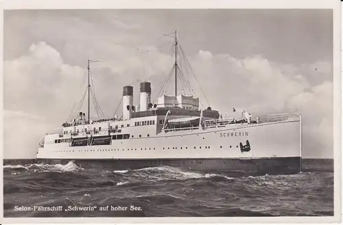 Ansichtskarte Salon-Fährschiff Schwerin Warnemünde Foto 1935