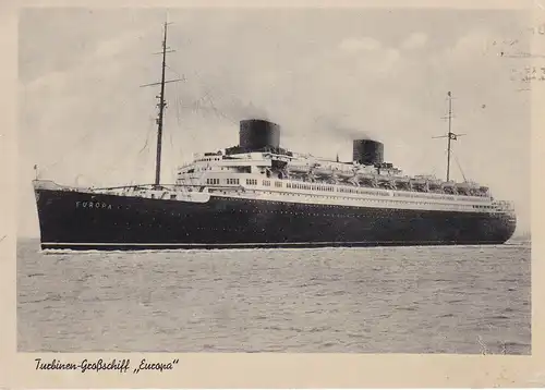 Ansichtskarte Turbinen-Großschiff Dampfer "Europa" Ozeanexpress Norddt. Lloyd ca. 1940