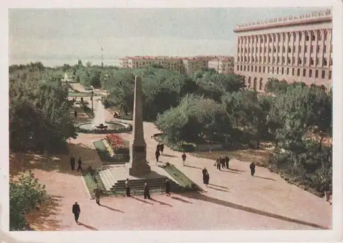 Ansichtskarte Stalingrad Wolgograd Platz Denkmal ca. 1950