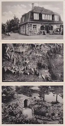 3 Ansichtskarte Syrau Vogtland Drachenhöhle Eingang Kristallsaal Ausgang 1954