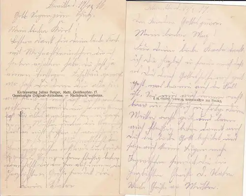 2 Ansichtskarte Etain Lothringen Frankreich Kriegszerstörungen WKI 1916/17
