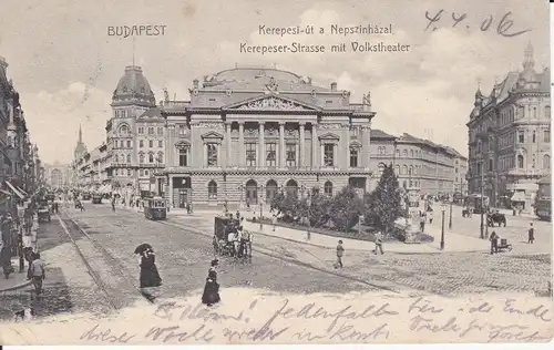 Ansichtskarte Budapest Kerepesi út Nepszinház / Volkstheater 1906