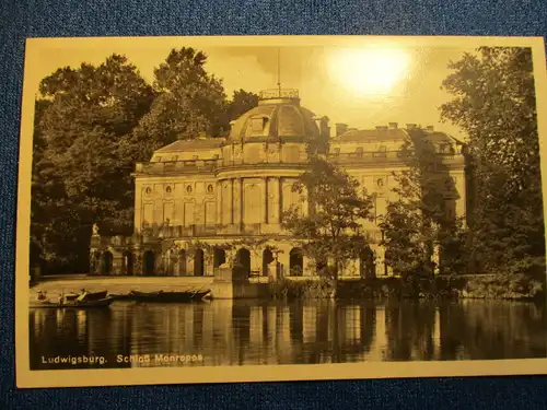 [Echtfotokarte schwarz/weiß] Ludwigsburg Schloß Monrepos. 
