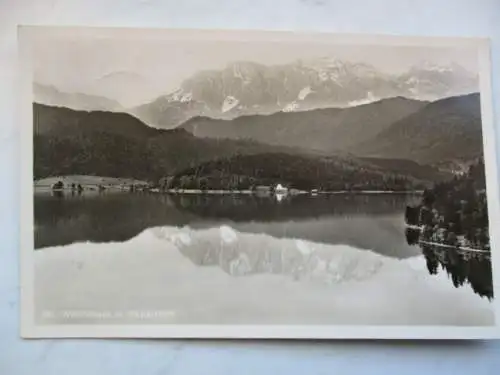 [Echtfotokarte schwarz/weiß] Walchensee mi. Wetterstein. 