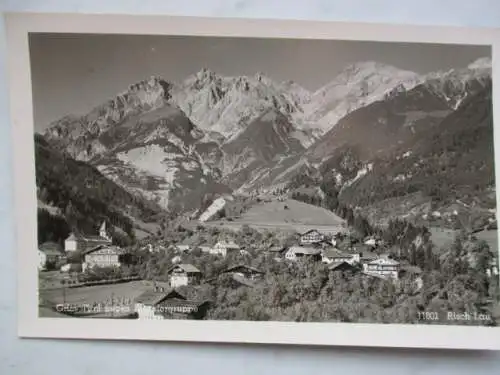 [Echtfotokarte schwarz/weiß] Grins Tirol gegen Parseiergruppe. 