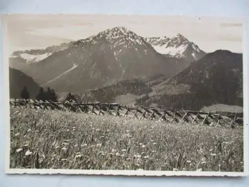 [Echtfotokarte schwarz/weiß] Luftkurorte Hindelang - Oberdorf 850-1200 m. 