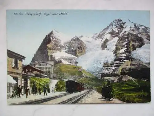 [Lithographie] Station Wengernalp, Eiger und Mönch. 