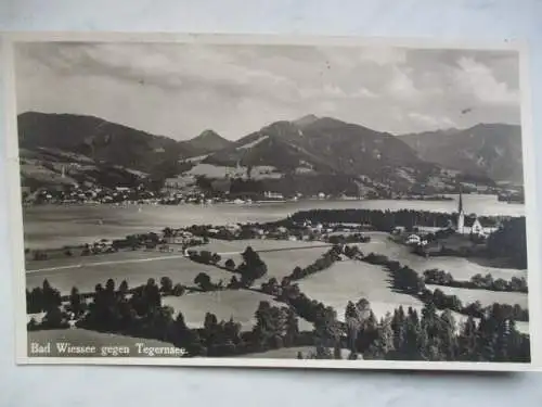 [Echtfotokarte schwarz/weiß] Bad Wiessee gegen Tegernsee. 