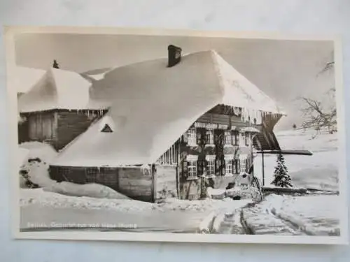 [Echtfotokarte schwarz/weiß] Bernau Geburtshaus von Hans Thoma. 