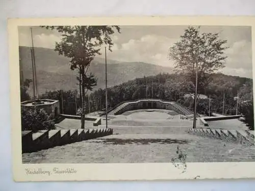 [Echtfotokarte schwarz/weiß] Heidelberg Feierstätte. 