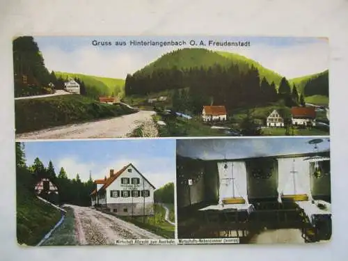 [Lithographie] Gruss aus Hinterlangenbach O.A. Freudenstadt
Wirtshaus Albrecht zum Auerhahn / Wirtschafts-Nebenzimmer  (Inneres). 