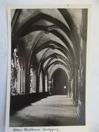 [Echtfotokarte schwarz/weiß] Kloster Maulbronn, Kreuzgang. 