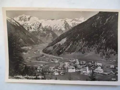 [Echtfotokarte schwarz/weiß] Mallnitz mit Ankogel 3262 m. 