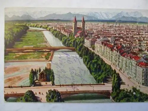 [Lithographie] München Gesamtansicht mit Zugspitzgruppe. 