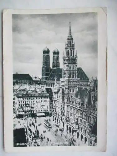 [Lithographie] München Rathaus mit Frauenkirche. 