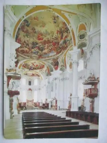 [Echtfotokarte farbig] Abteikirche Neresheim
erbaut von 1747-1792
nach Plänen Balthasar Neumanns
Blick von Nordwesten in die Kirche. 