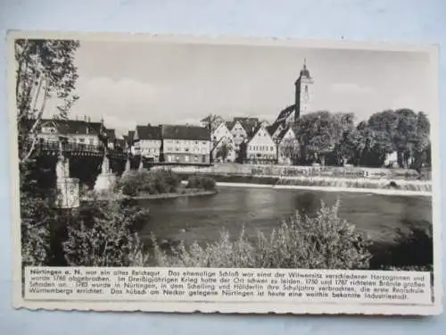 [Echtfotokarte schwarz/weiß] Nürtingen a.N.
Kosmos-Chronik-Karte
auf der Vorderseite Auszug der Stadtchronik. 