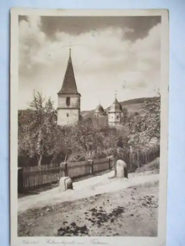 [Echtfotokarte schwarz/weiß] Schöntal, Kilianskapelle und Tortürme. 