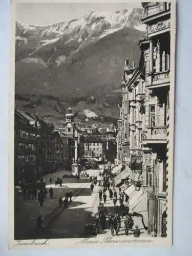 [Echtfotokarte schwarz/weiß] Innsbruck Maria Theresienstarsse. 