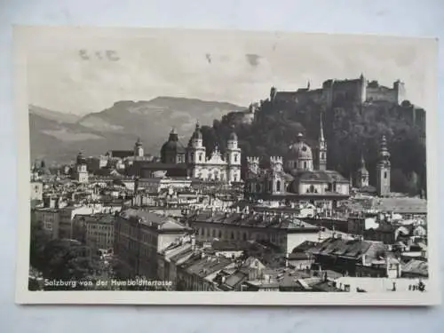 [Echtfotokarte schwarz/weiß] Salzburg von der Humboldtterrasse. 