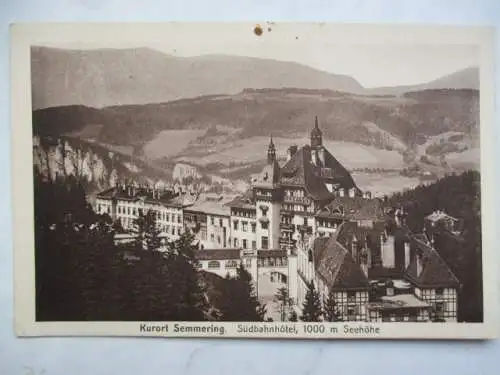 [Lithographie] Kurort Semmering Südbahnhotel 1000 m Seehöhe. 