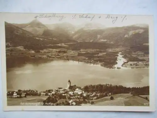 [Echtfotokarte schwarz/weiß] Salzkammergut St. Wolfgang. 