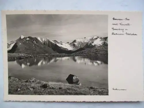 [Echtfotokarte schwarz/weiß] Sonnensee mit Verwall = Gaisberg = und Rotmoosgletscher. 