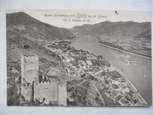 [Lithographie] Ruine Hinterhaus mit Spitz an der Donau
197 m Seehöhe, N.-Oe. 