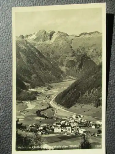 [Echtfotokarte schwarz/weiß] Mallnitz in Kärnten mit Gamskarlspitze (2828 m). 