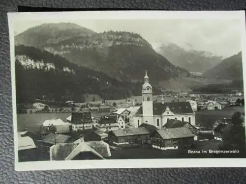 [Echtfotokarte schwarz/weiß] Bezau im Bregenzerwald. 