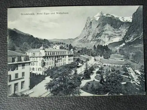 [Lithographie] Grindelwald Hotel Eiger und Wetterhorn. 