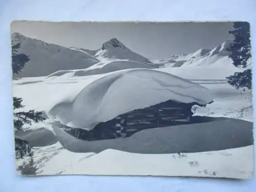 [Echtfotokarte schwarz/weiß] Adelboden am Hahnenmoospass Regenbolshorn. 