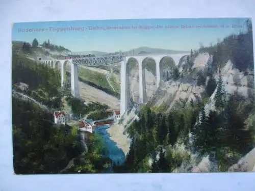 [Lithographie] Bodensee - Toggenburg - Bahn, Sitterviadukt bei Bruggen (Die höchste Brücke der Schweiz , 98 M Höhe ). 