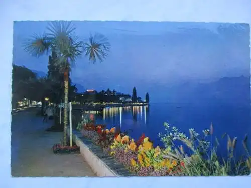 [Echtfotokarte farbig] Montreux Soirée sur les Quais. 