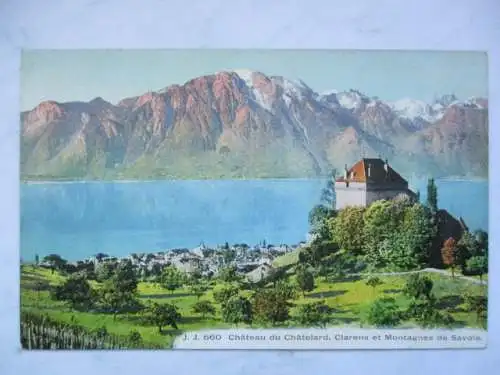 [Lithographie] Chateau du Chatelard, Clarens  et  Montagnes de Savoie. 