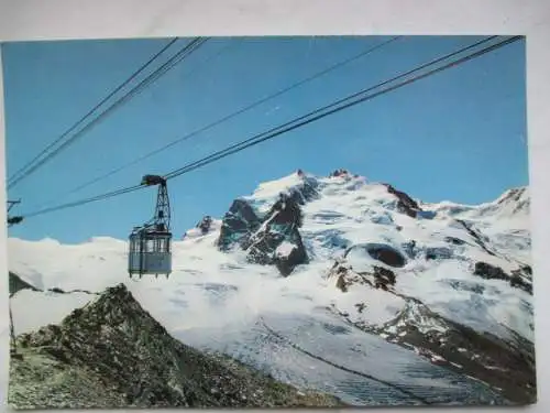 [Echtfotokarte farbig] Zermatt Luftseilbahn Gornergrat - Stockhorn mit monte-Rosa. 