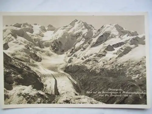 [Echtfotokarte schwarz/weiß] Oberengadin - Blick auf die Berninagruppe u. Morteratschgletscher vom Piz  Languard (3266 m). 