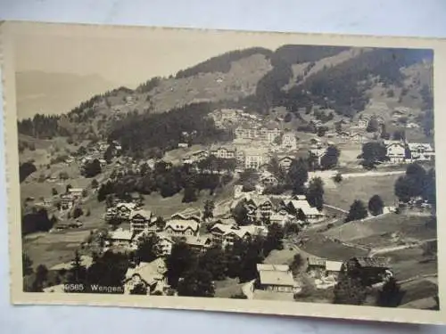 [Echtfotokarte schwarz/weiß] Wengen. 