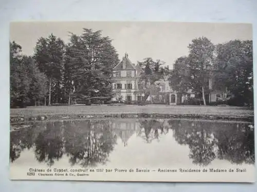 [Lithographie] Chateau de Coppet, construit en 1257 par Pierre de  Savoie - Ancienne  Résidence de Madame de Stael. 