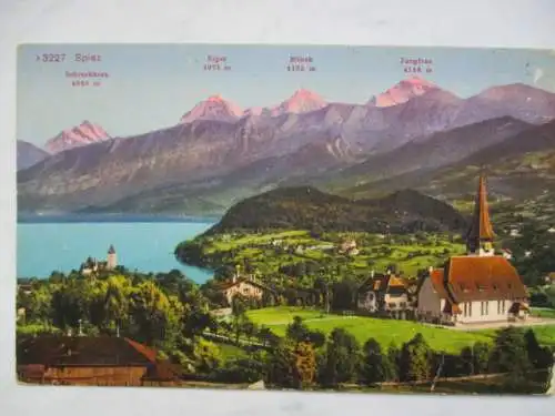 [Lithographie] Spiez
 (und mehrere Nahmen für Berggipfel und Höhenangaben). 