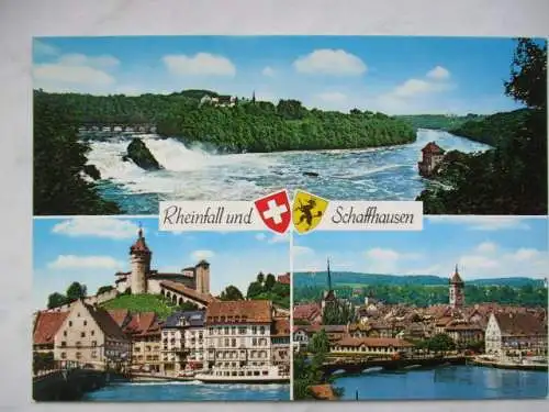 [Echtfotokarte farbig] Rheinfall und Schaffhausen. 