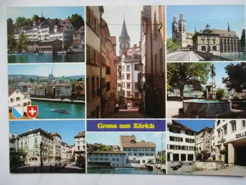 [Echtfotokarte farbig] Gruss aus Zürich. 