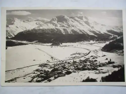 [Echtfotokarte schwarz/weiß] Samaden & Pontresina. 